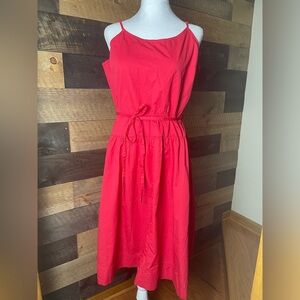 Free Assembly Spaghetti Strap Pink/red Tiered Midi Dress, Size Large